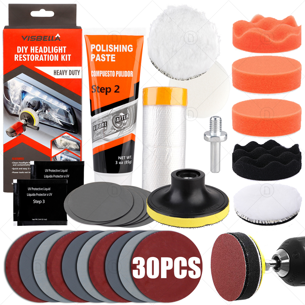 Kits de pulido para restauración de faros de coche, abrillantador químico, reparación de faros, pulidor de lentes, pasta de limpieza, herramienta de restauración