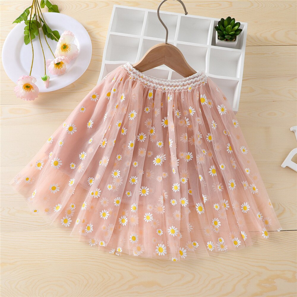 1-6T Baby Meisje Leuke 3-Layer Tutu Rok Romantische Zoete Peuter Daisy Print Elastische Taille Midi tule Prinses Rok Paars Roze: B / 5T