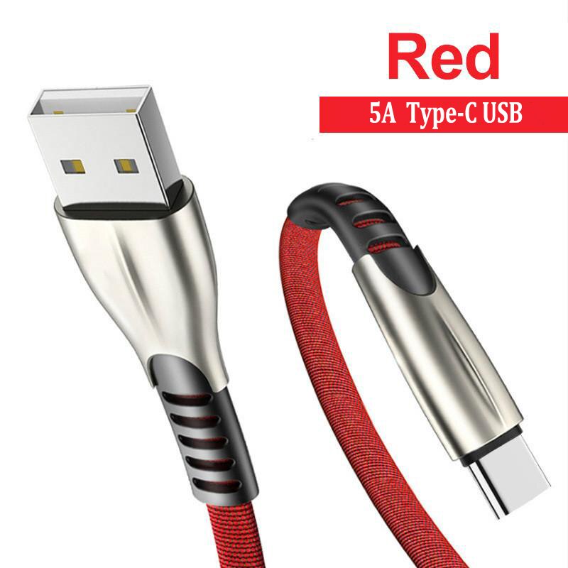 5A USB Tipo-C Veloce di Ricarica di Sincronizzazione di Dati del Cavo Micro USB Per Samsung S10 S9 S8 + S7 S6 bordo Nota 4 5 8 9 10 Pro In Lega di Zinco Cavo: Red For Type-c USB
