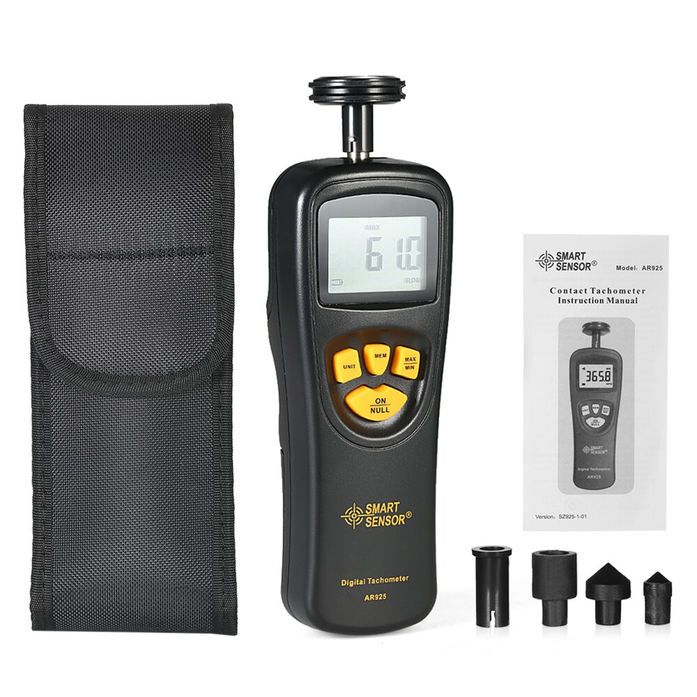 Digital Tachometer Speedometer Handheld Contact LCD Speed Meter Tach Meter 0.5 to 19999 RPM Max/Min/LAST Value Measurement