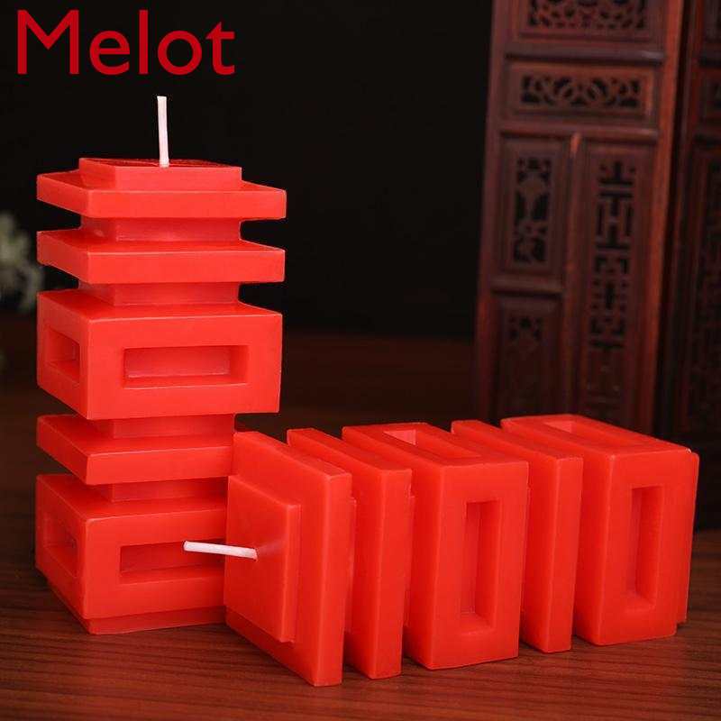 Baitang-Conjunto de suministros de boda de dragón y Phoenix Xi, vela de personaje, un par de velas Rojas