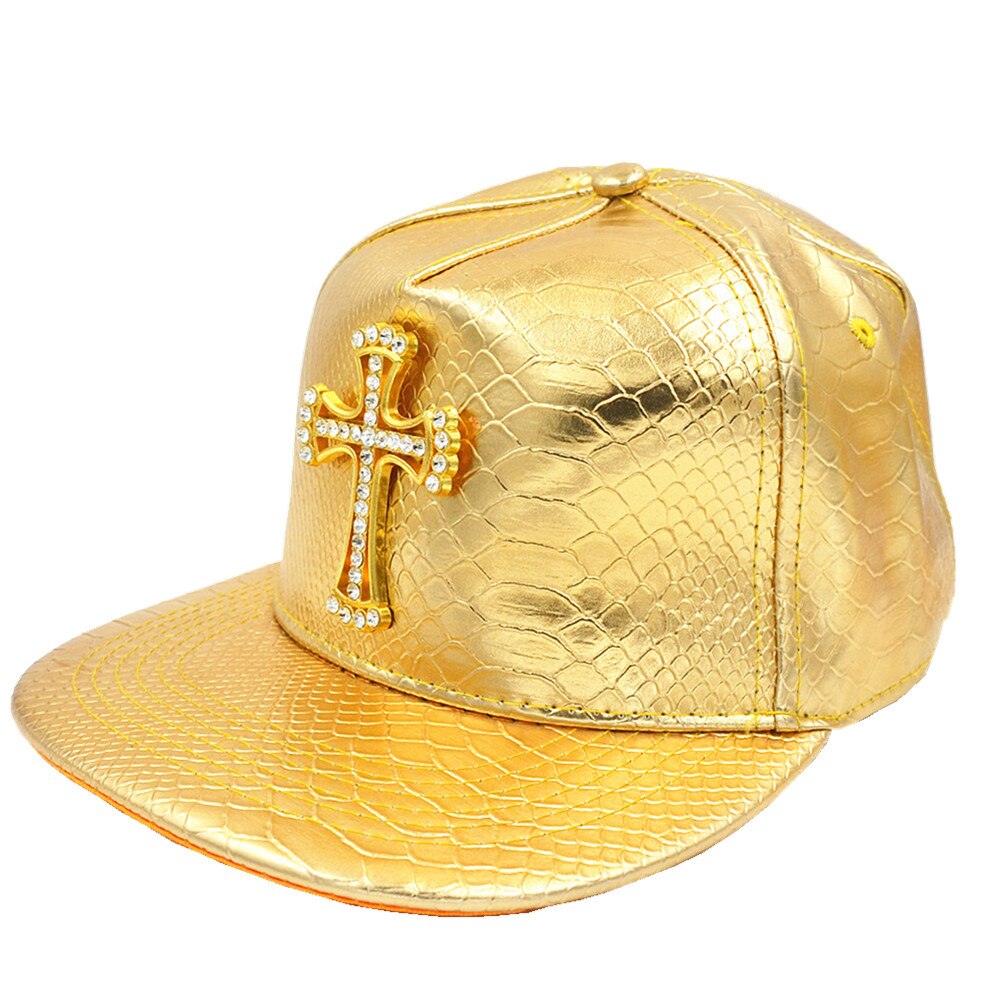 Pu læder krystal kors vedhæng kasketter skateboard kasket snap hip-hop hat hiphop kasketter snapback hat