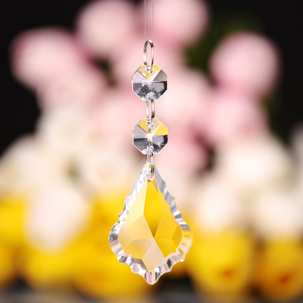 Vintage ahornblad hængende krystalperler krystalperler bryllupsdekorationslamper krystal lysekrone krystal