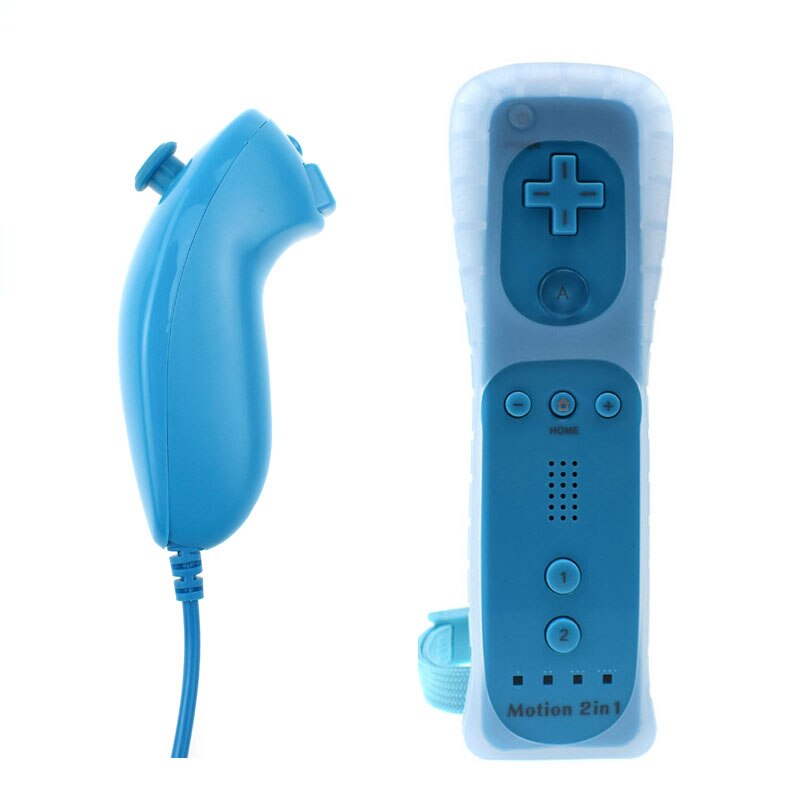 Nunchuk 2 en 1 con Motion Plus para Nintendo Wii, mando a distancia: light blue 2in1