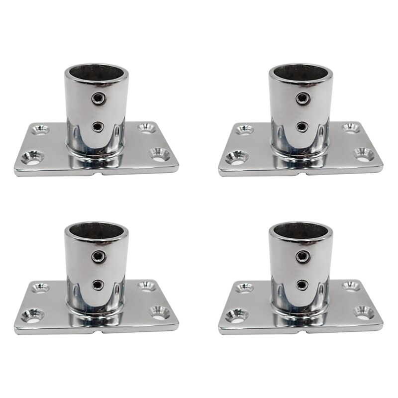 4X 316 Stainless Steel Boat Deck Hand Rail Fitting Rectangular Base 90 Degree for 22mm Tube Boat Deck Handrail Fitting