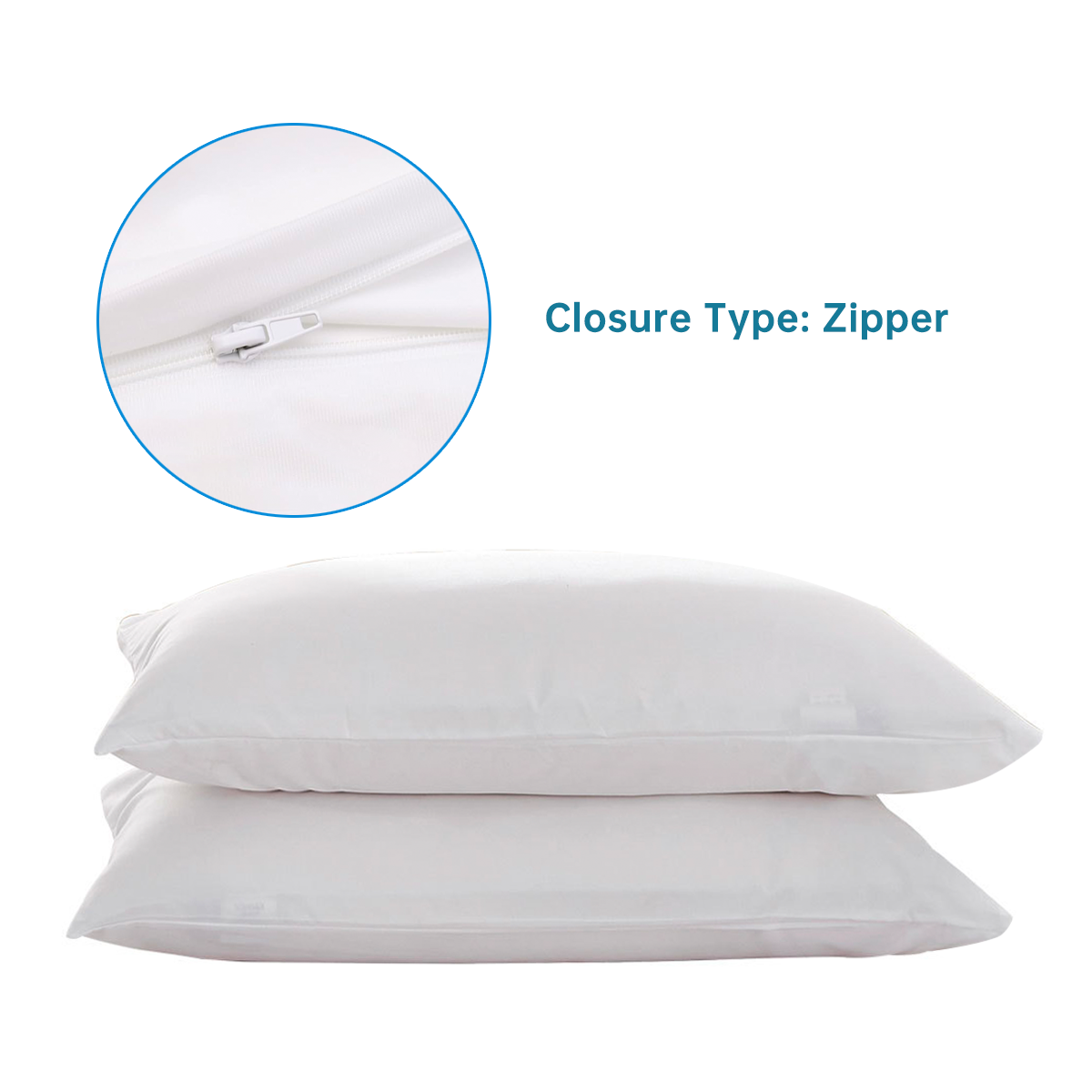 2pcs Zippered Waterproof Pillow Cover, Oil-resistant Knitted Pillow Protector for Bed Sleeping Pillowcase