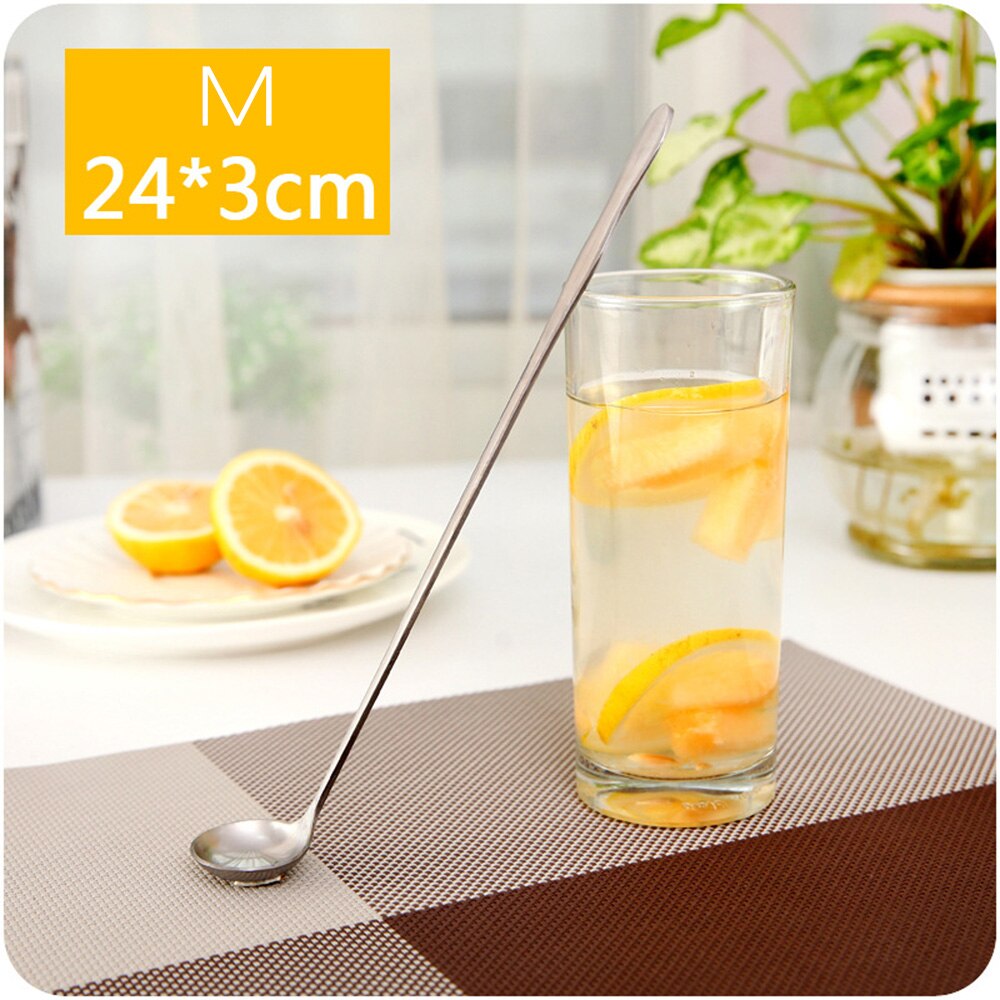 Cuchara para remover de mango largo de acero inoxidable, creativa, para crema, postre, cuchara de café, traje para todas las tazas, utensilios, 1 ud.