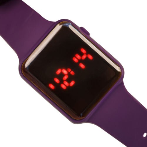 Sporthorloge diverse kleuren optioneel digitaal display led elektronisch horloge rubberen band vrijetijdsgedeelte: Paars