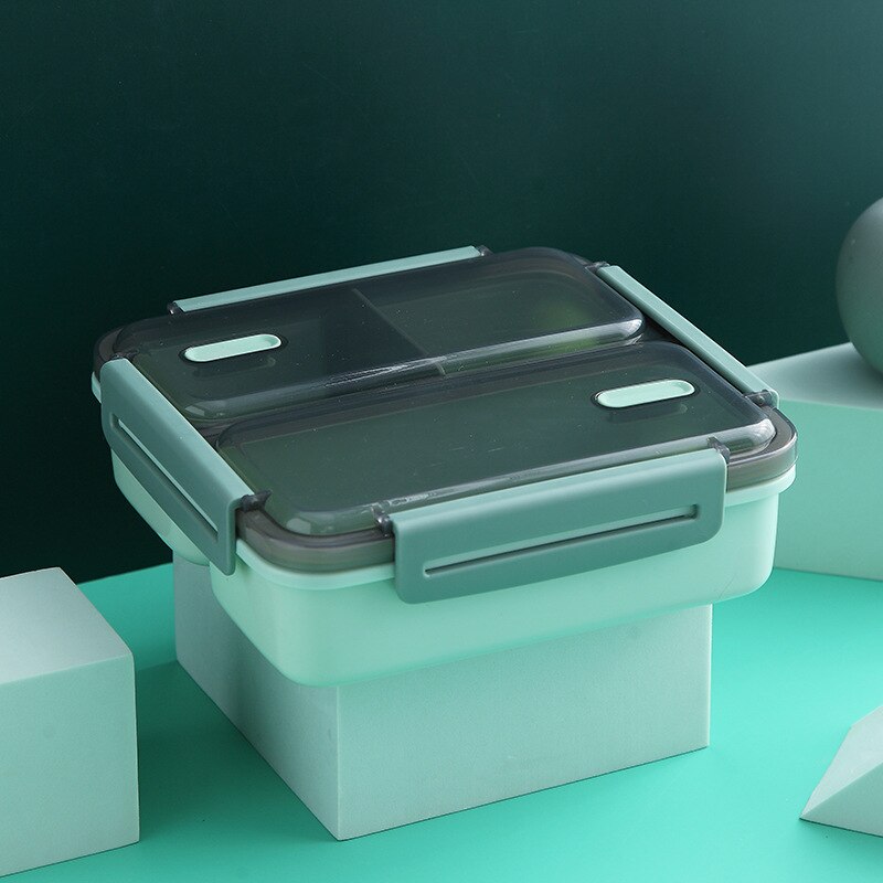 Caja bento de estilo japonés para niños, caja de almuerzo portátil para pícnic al aire libre, contenedor de alimentos a prueba de fugas, almacenamiento, cajas de desayuno para estudiantes: green