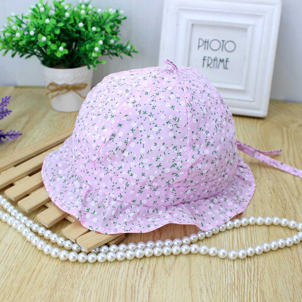 Summer Newborn Baby Girl's Kids Princess Infant Flower Sun Cap Cotton Adjustable Outdoor Bucket Hat 4 Colors: Pink