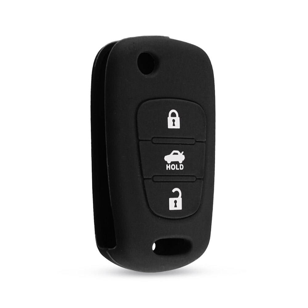 HIBEYO Custodia In Pelle Per Chiave Auto KIA - Adatta A K2/K3/K5/Rio/Sportage/Sorento, 3 Tasti, Nero - 3