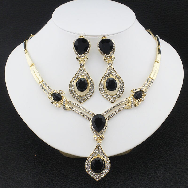 jiayijiaduo American Wedding Jewelry sets Gold-color Charm Women summer clothing accessories days blue crystal: 2