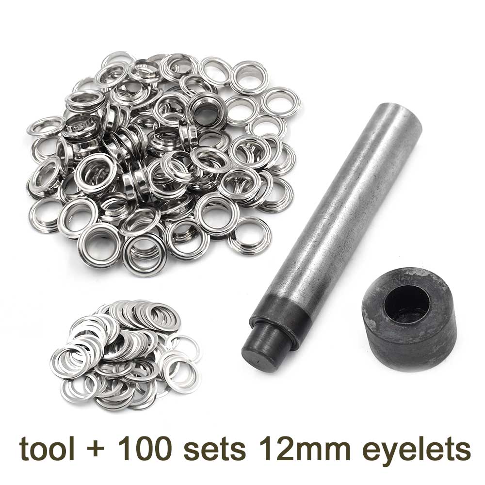 (100 pieces/lot) An inner diameter of 12mm eyelets. Gas buttons. Metal pores. Hollow rivets. Shoebox pores. Wearing rope hole.: tool and 100 eyelets