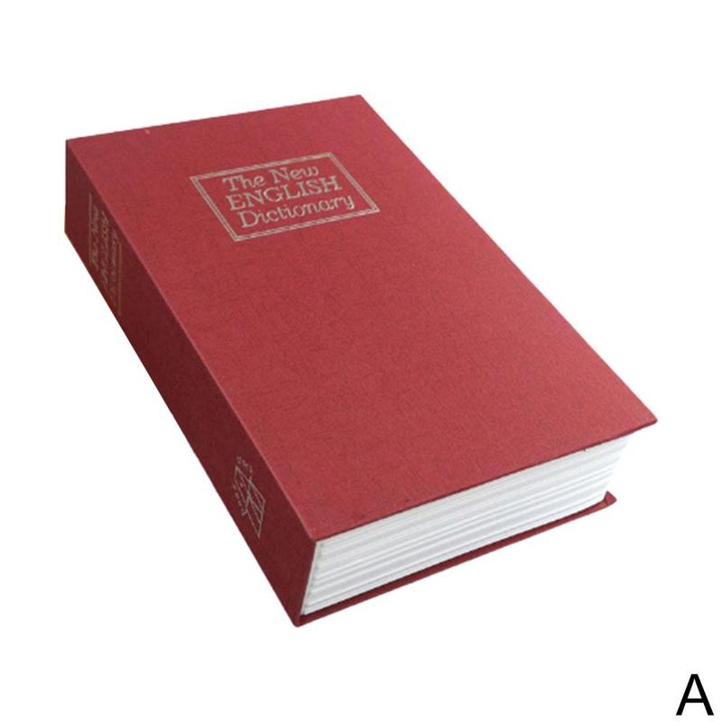 Simulation Book Piggy Bank With Password Key Box Storage 11.4x8x4.5cm Tank Black/Red/Yellow/Blue Box Box Metal Change Stora M4R5: A