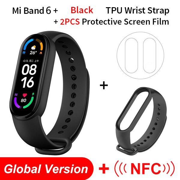 Global Version Xiaomi Mi Band 6 AMOLED Screen Blood Oxygen Fitness Traker Heart Rate 5ATM Waterproof Smart Band 5 Color Bracelet