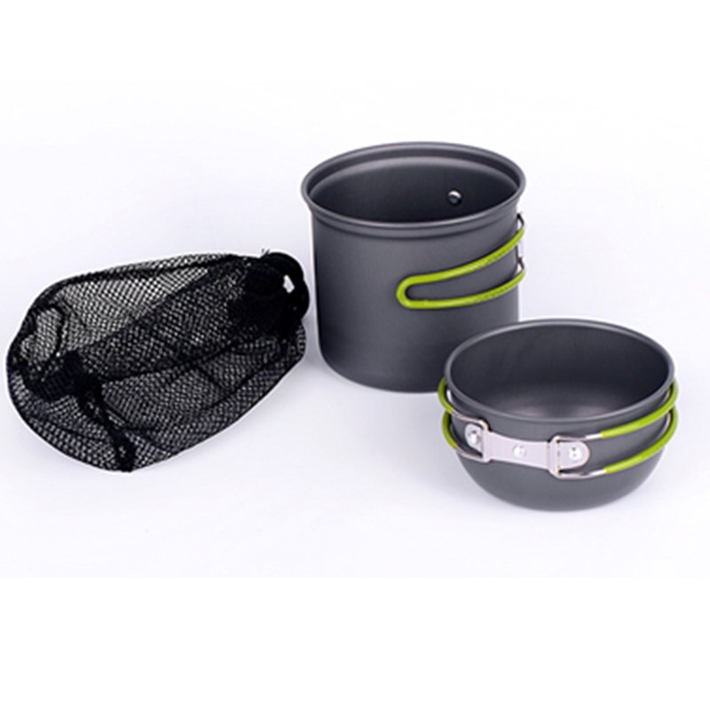 Vilead Draagbare Outdoor Servies Camping Wandelen Reizen Gebruiksvoorwerpen Picknick Kookgerei Kom Pot Pan Set Voor 1-2 Mensen