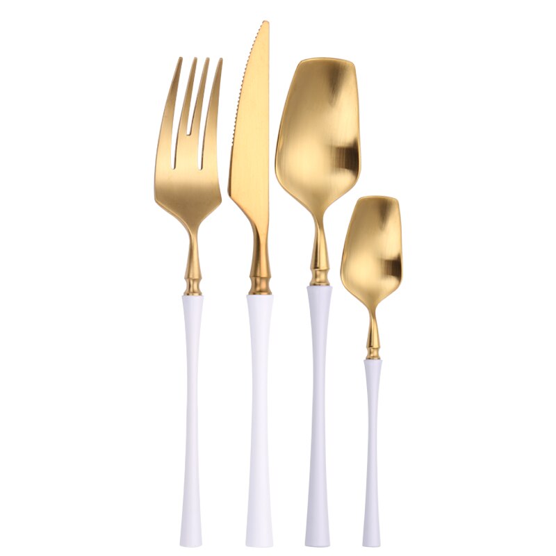 Matte Gold Cutlery Set 4 Pieces Spoons Forks Knives Flatware Cutlery Sets 18/10 Stainless Steel Cutlery Set Golden Tableware Set