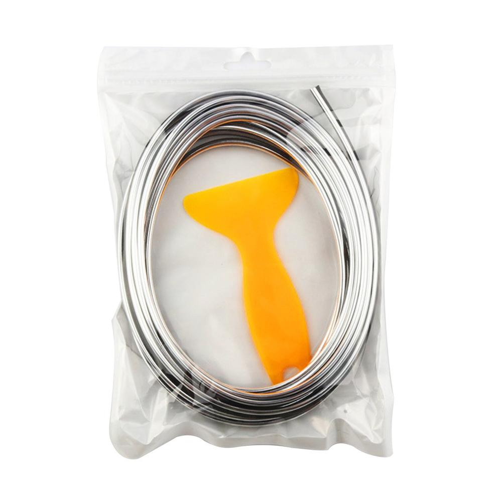 5 Meter Auto Interieur Verlichting Auto Led Strip Guirlande El Wire Rope Tube Line Flexibele Neon Licht Auto Decoratieve Verlichting: Zilver