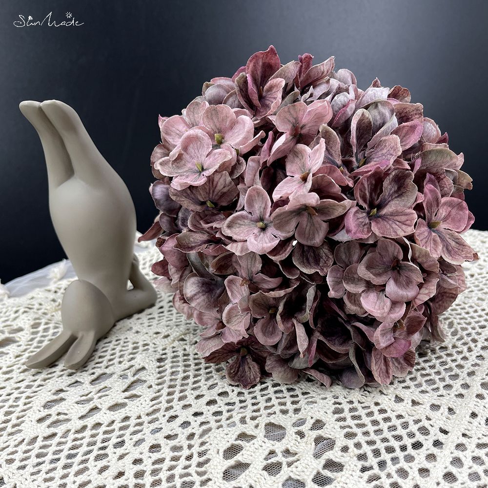Flores artificiales de seda de hortensia grande, decoración de otoño, arreglo floral, suministros para el hogar y la boda: Grey Purple
