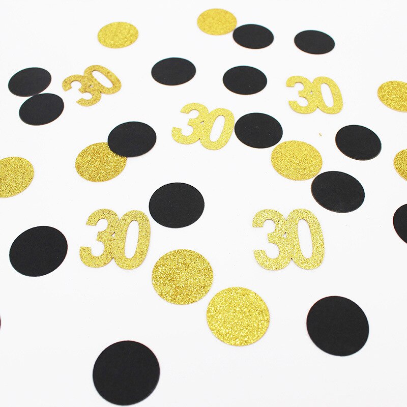 100pcs 16 21st 30 40 50 60th Year Old Paper Confetti Adult Birthday Party Decor Anniversary Birthday Table Scatter Supplies: 30th