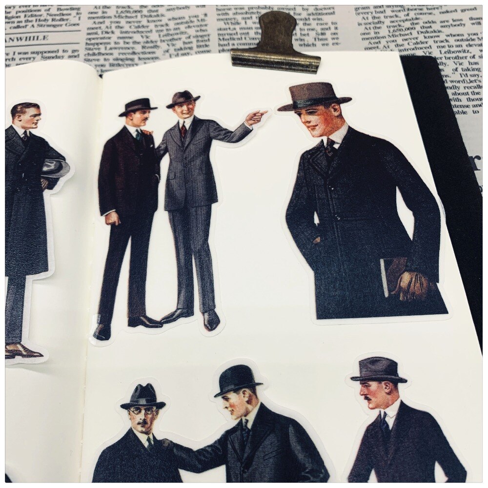 19 Stck Jahrgang Männer Gentleman Aufkleber freundlicher DIY Scrapbooking Album Tagebuch Handwerk Dekorative Aufkleber Paket DIY Fotoalben