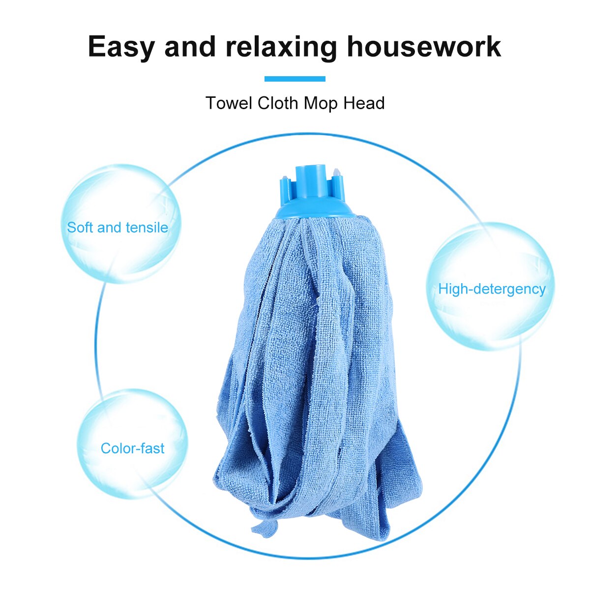 Mop Refills Microfiber Cloth Absorbent Blue Mop Head Replacement Cleaning Accessories for Wood Tile Floor