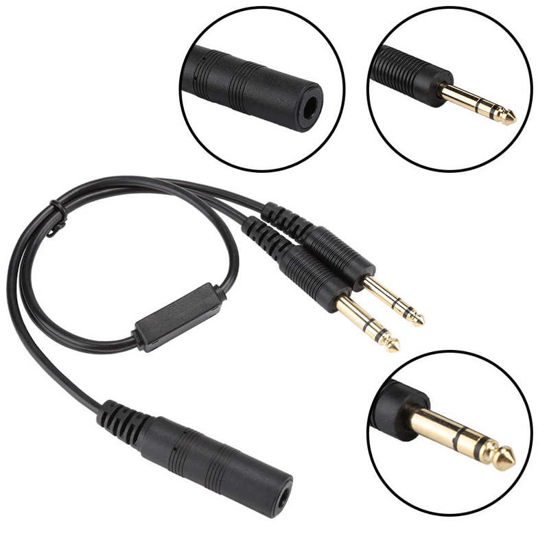 H-GA helicopter headset Universal Aviation Headset Adapter Standard Plug for David Clark for Helicopter U174U to GA dual plug