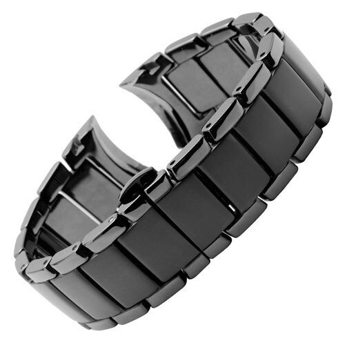 22mm 24mm Ceramic watchband black wristband glossy and matting bracelet for AR1451 1452 men's watch accessories: matting / 22mm