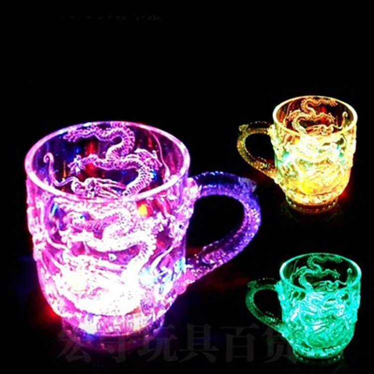 Plastic Glowing Glass Wine Beer Cup Dragon LED Mug Led Tumbler Rainbow Color Flashing Light