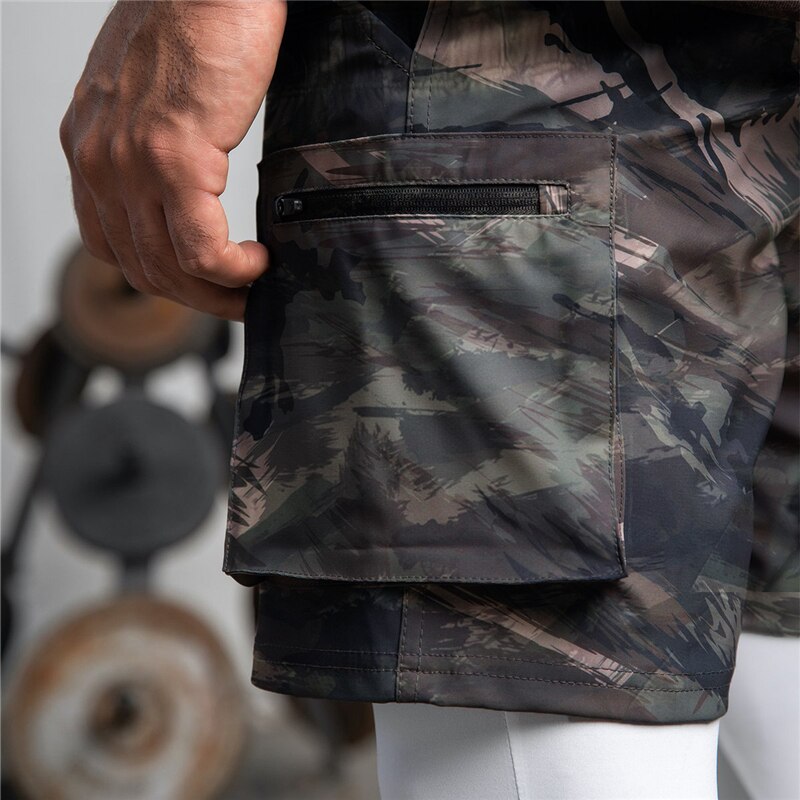 Camouflage Fitness Summer Jogger Shorts Men Running Sports Workout Shorts Quick Dry Training Gym Athletic Short Sweatpants