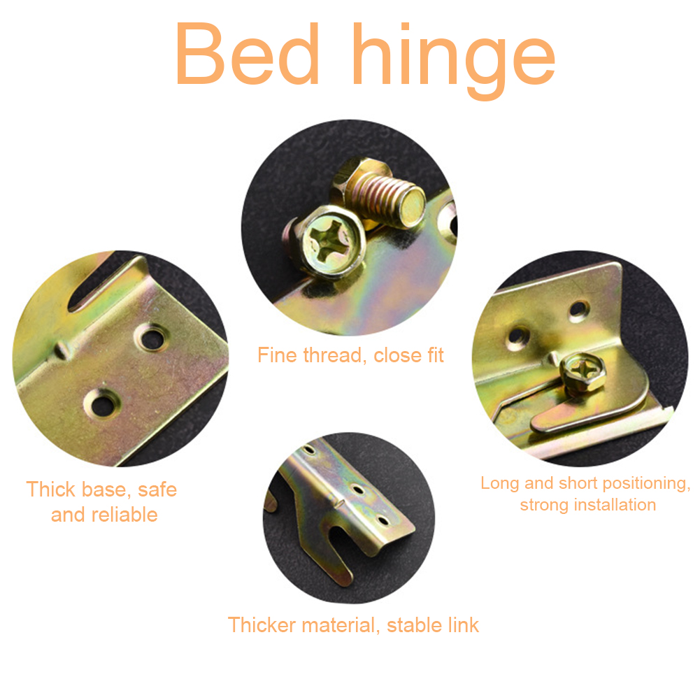 4pcs/set Fastener Fixing Connector Anti-shake Accessories 4 Inch Bed Hinge Bedroom Rail Brackets Furniture With Screws Thickened