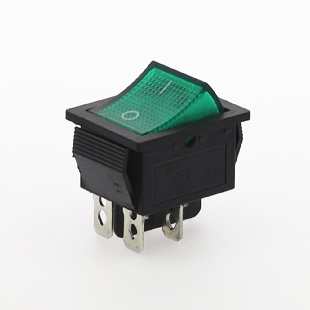 5Pcs KCD4 Rocker Switch Power Switch Self-Lock 2 Position 4 Pins With Light 15A 250VAC/20A 125VAC 32*25mm: Green