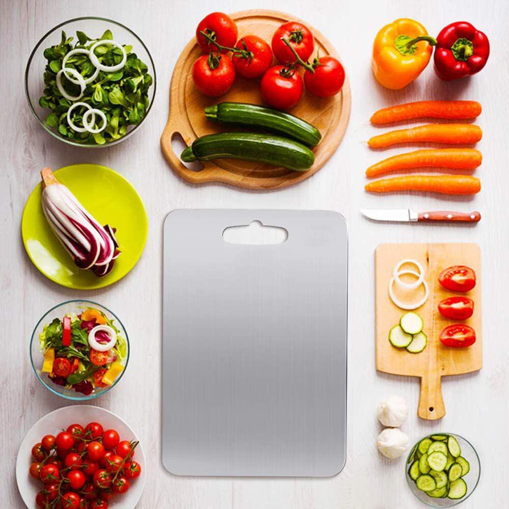 FEBESU Stainless Steel Fruit Cutting Board for Kitchen - Vegetables Choping Board & Best Kitchen Butcher Block for Meat, Cheese,