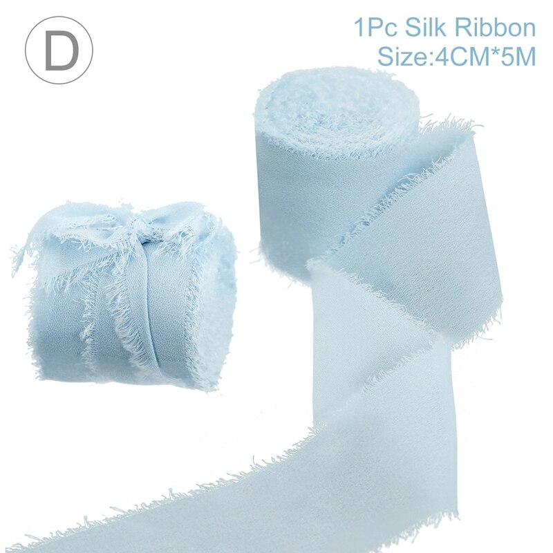 Rouleau de ruban en mousseline de soie, 5 m/rouleau, pour Bouquet de mariée, boîte d&#39;emballage en tissu, décoration pour voiture: style 4