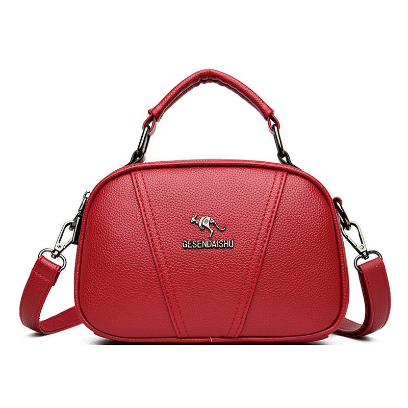 Luxe Pu Leer Effen Kleur Schoudertassen Voor Vrouwen Casual Handtas Crossbody Bag Sac Een belangrijkste: Red