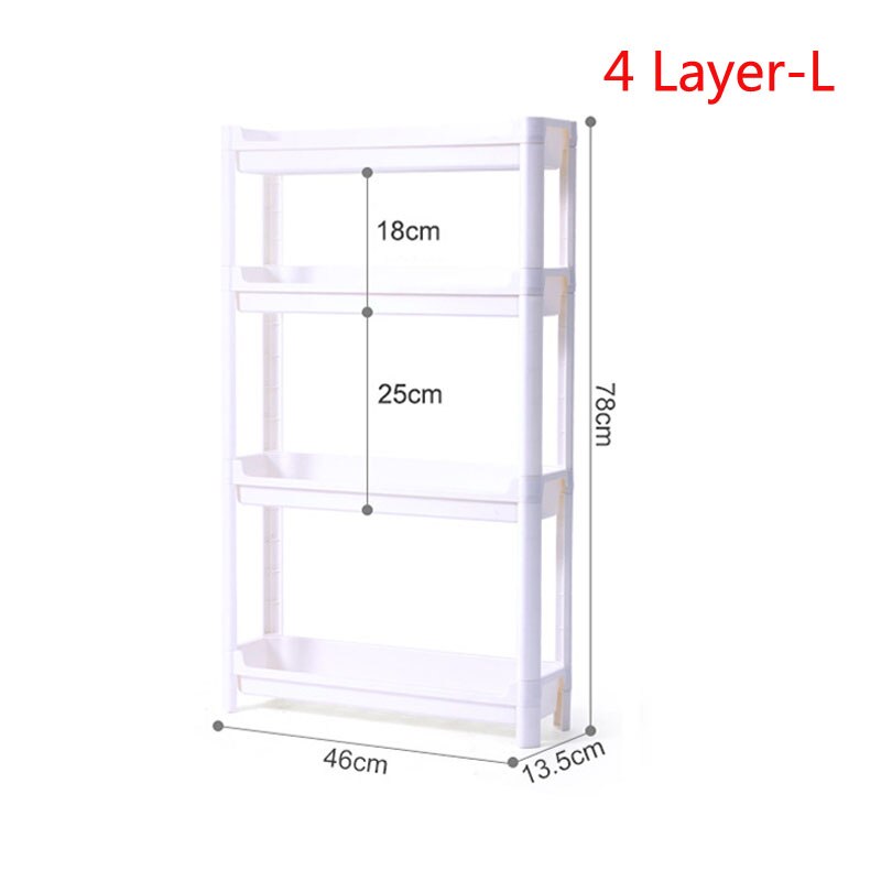 Multifunctional Gap Storage Rack Multi-Layer Plastic Kitchen Bathroom Shelf Organizer Home Sundries Finishing Rack: 4 Layeer-L