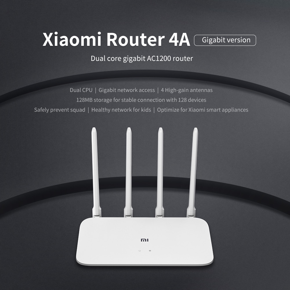 Xiaomi Router, 4A Gigabit Global Version For Big House US Plug 2.4GHz 5GHz WiFi 1167Mbps WiFi Repeater High Gain 4 Antennas