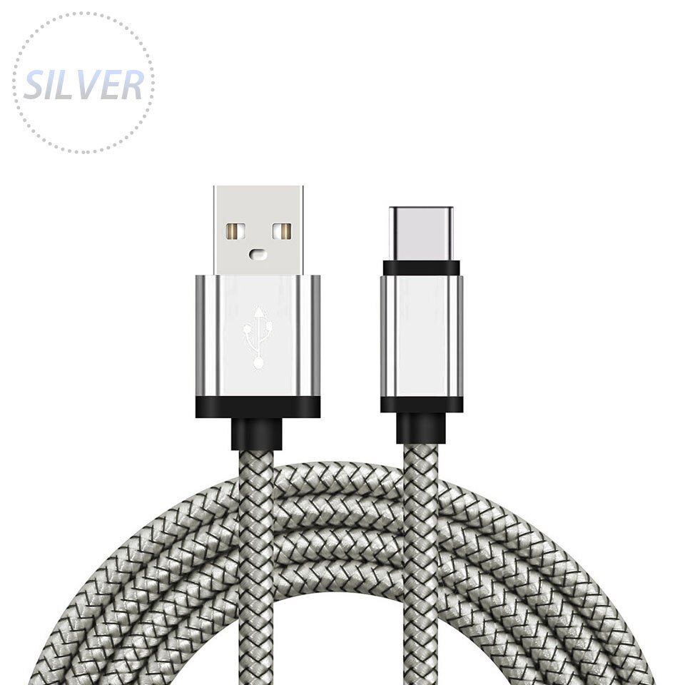 USB di Tipo C Cavo di Ricarica Per Samsung Galaxy A8/A9 2018 A3/A5/A7 2017 A01 A40 a51 1/2 Metro di Lunghezza Caricatore Del Telefono Mobile Cavo Corto: 1m Type C Cable / Silver Cable