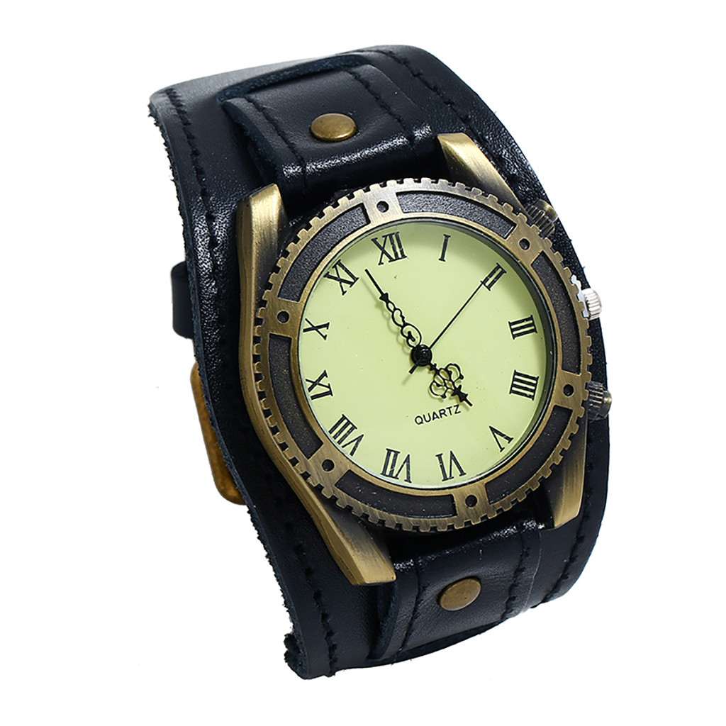 watches men Punk Retro Simple Pin Buckle Strap Leather Band Watch relogio masculino Quartz Wristwatches reloj saat: A