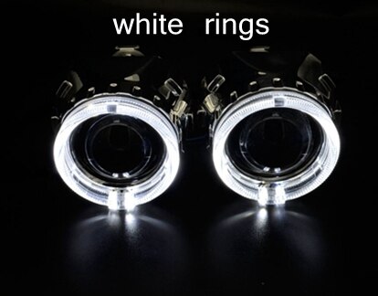 3.0 2.5 inch Hid Bixenon Projector Lens Led Angel Eyes Shrouds Kit Bluetooth APP Control RGB LED Angel Eyes Color-changing Mask: 2.5 white rings