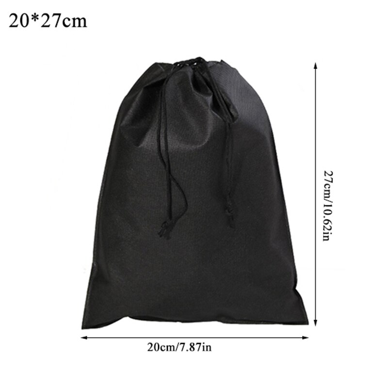 Non-Woven Fabric Drawstring Bags Home Laundry Shoe Travel Portable Pouch Drawstring Tote Bag Organizer: black 20x27cm