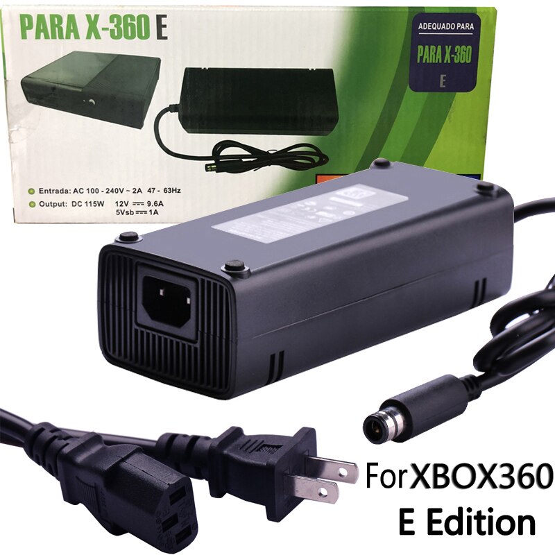 För xbox 360e nätadapter adapter tegel laddare us eu plug kabel sladd för xbox 360 e konsol x -360 e ström laddare 1- port
