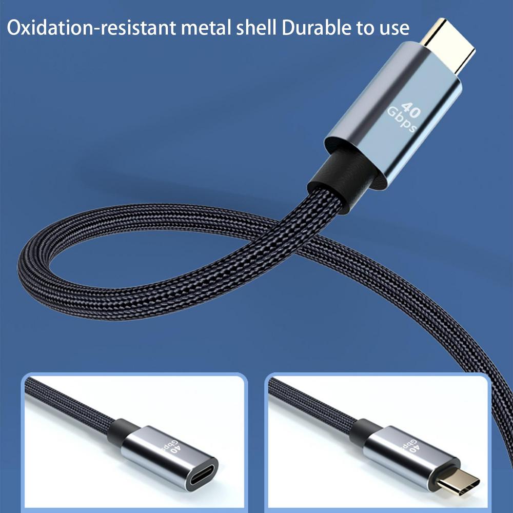 Thunderbolt 4 Extensão USB C, Macho para Fêmea, USB4 Estender, Cabo de Dados 40Gbps, 8K @ 60Hz, PD 5A 100W, Tipo-C, Fio de Dados para MacBook Pro