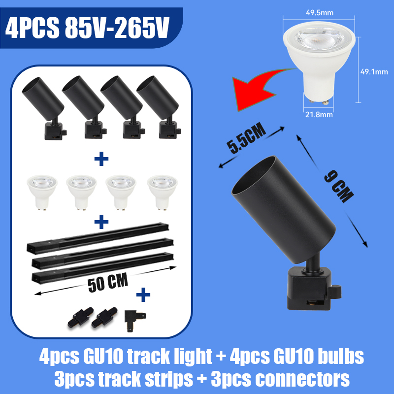 Full Sets Led Track Lights GU10 Ceiling Spot Led Rail Lighting for Living Room Decor 110V 220V Spotlight Wall Track Light Fixtur: LIGHT BLUE / Beige