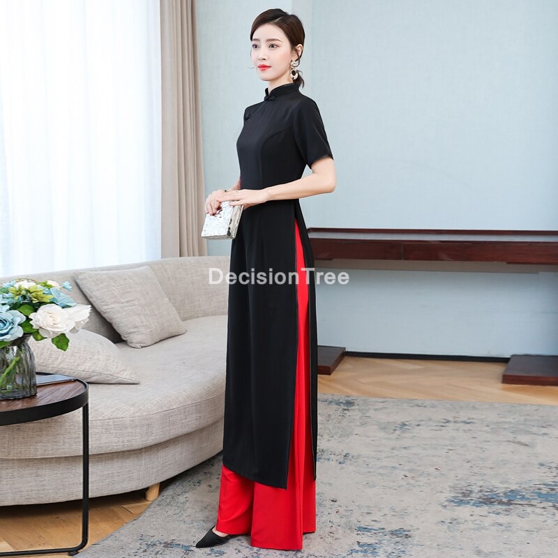 Ensemble robe et pantalon chinois traditionnel aodai, cheongsam, tenue de soirée moderne et élégante, vietnam,