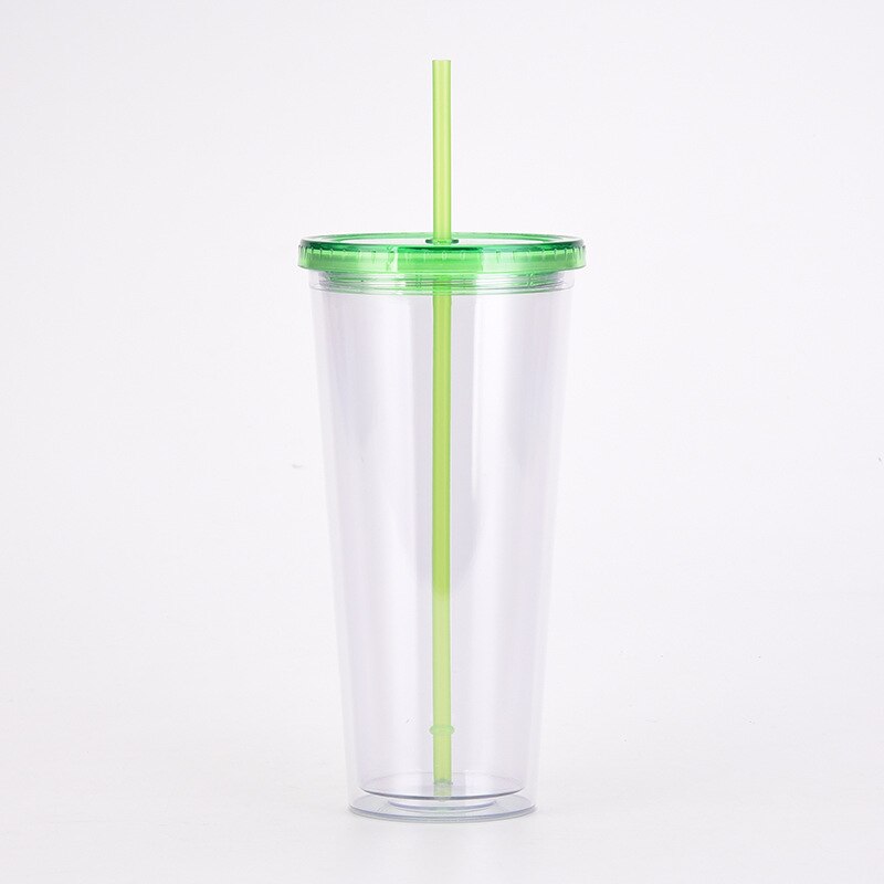 Gorąca sprzedaż 32oz plastikowe kubki stożkowe z pokrywką i słomką podwójna ściana wyczyść butelka na sok Drinkingware wielokrotnego użytku kubek wody na imprezę: K