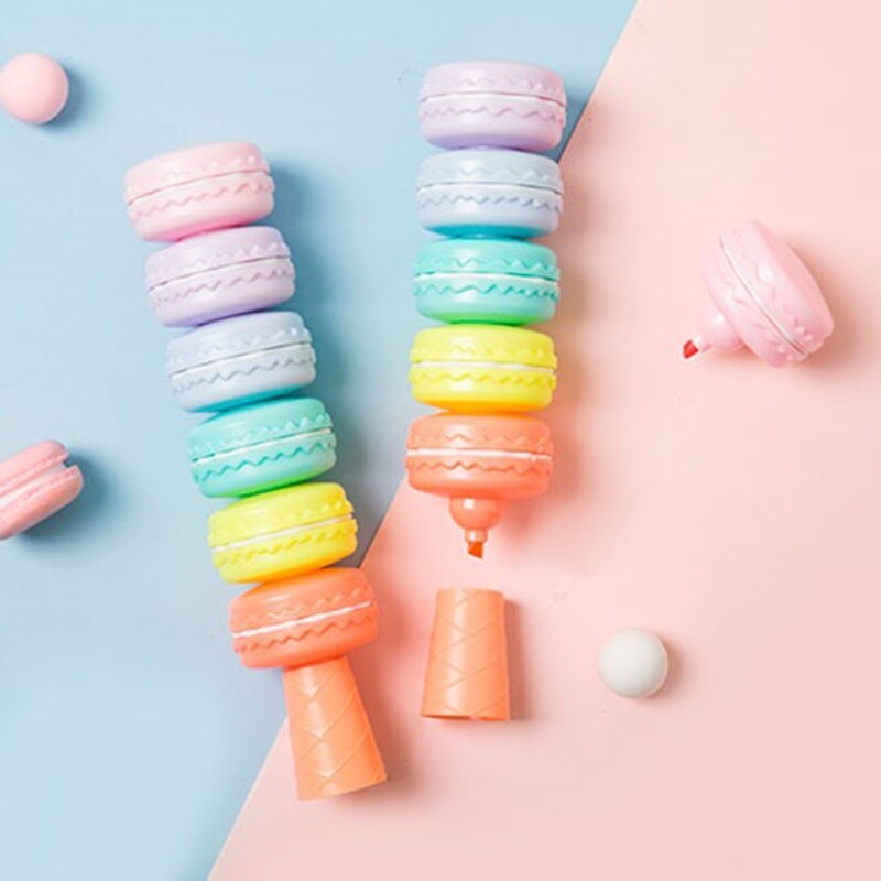 Mini rotulador para pintar Macaron, 6 piezas, 3mm, punta ancha de cincel, juego de rotuladores, novedad de 2022