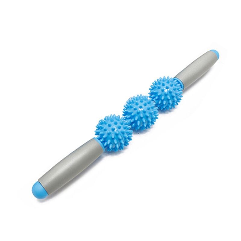 Muscle Roller Massage Stick Deep Tissue Tight Fascia Massager Trigger Point Fat Blast with 3 Balls for Pain Relief: Blue