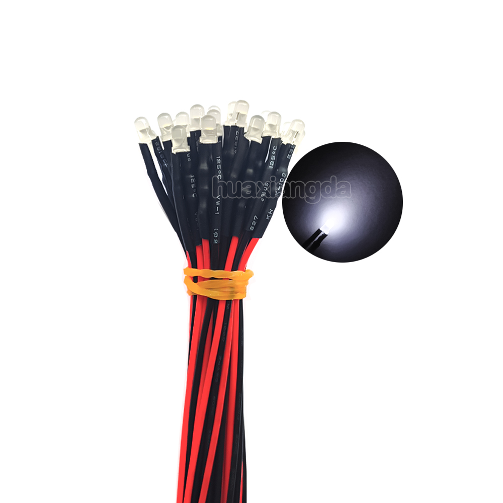 20pcs 3mm DIFFUSED LED Diode Light Emitter LED Wired 20cm 12v LED Bulb light Lamp Red Yellow Blue Green White Warm White Orange: WHITE