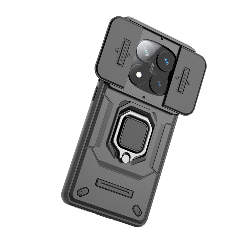 Pansercover til xiaomi redmi note 14 pro 4g pro + 5g etui med magnetisk ring og beskyttelsesfilm til redmi note 14 pro plus linsekapsel